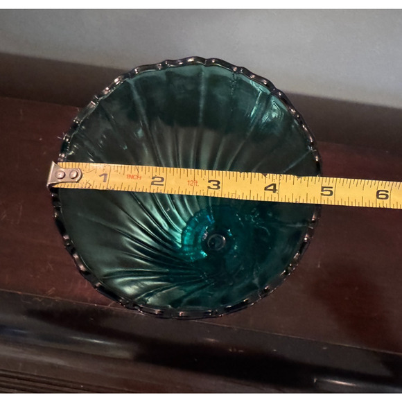 Jeannette Glass Swirl Ultramarine Vase 8.5 Inch Pedestal Aquamarine 1930s - Picture 7 of 7